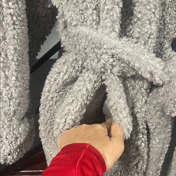 ASOS DESIGN Curve bonded shearling trench coat in grey Size 16 Long Teddy Coat - Picture 6 of 13